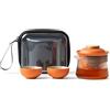 fanquare Set da Tè Portatile da Viaggio Teiera in Vetro Kung Fu Cinese in Porcellana Arancione con Infusore Mini 1 Vaso 2 Tazze per Adulti