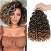 Mscat Gogo Curl Crochet Hair 10 Inch 8 Packs Ombre Honey Blonde Pre Looped Ocean Wave Crochet Hair Short Curly Bohemian Crochet Box Braids Synthetic Water Wave Braiding Hair for Women Girl Kids