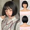 Creamily Parrucca nera caschetto corta da donna, parrucca nera caschetto corta con frangia, leggera, capelli sintetici per donna, 25 cm, morbida al tatto, cosplay, feste e uso quotidiano