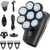 OFFCUP Rasoio Elettrico Testa Calva 5 in 1, 8D Capelli Uomo IPX6 Impermeabile con Display LED e Rotanti