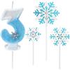 TaleMoon Candeline Compleanno 3 Anni, Candele per Torta blu bianche, Candele di Compleanno con Numero di Fiocco di Neve e Argentato Glitter, candelina 3 anni per Ragazze Torta Compleanno