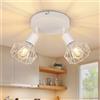 TaFiCo Faretto da Soffitto LED 2 Luci E14 - Lampada da Soffitto Soggiorno Rotonda Bianco - Plafoniera LED Faretto Cucina Moderno Orientabile Camera da Letto - Senza Lampadina