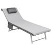 o-day Telo Mare Microfibra Con Tasche Laterali Cuscino Poggiatesta Gonfiabile 190x70cm Teli Mare Con Elastici Per Lettini (Grigio)