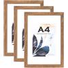 Scholartree Cornice in Legno Marrone A4 Con Supporto, Set di 3 - per Poster e Certificati, Autoportante e Montaggio a Parete