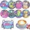 Strehknewen 8 Sottobicchieri Pittura a Diamante per Bambini e Adulti, Fai-da-Te con Mostri Colorati, Decorazioni Tavolo con Base in Sughero, Regalo Creativo per Compleanno