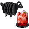 BAOHUAHU Sottobicchieri in silicone Sheep, set di 7 pezzi, sottobicchieri resistenti al calore e antiscivolo, set di sottobicchieri in vetro, adatti per bevande, tazze, bicchieri e padelle. (black)