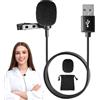 MSMXCS Microfono lavalier USB, microfono omnidirezionale a condensatore con clip e microfono cablato tipo C jack da 3,5 mm per telefono, PC, computer, Mac, laptop, YouTube, Skype, registrazione, podcasting