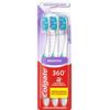 COLGATE - Spazzolino da denti 360 Deep Clean extra morbido-rimuove i batteri dai denti, dalla lingua, dall'interno delle guance e delle gencivi-i fili interdentali puliscono tra i denti-Set di 3