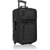 U.S. Traveler Rio - Set di bagagli a mano espandibili in tessuto robusto, Nero, Singolo, Valigia leggera morbida, bagaglio a mano da 50,8 cm