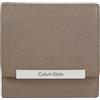 Calvin Klein Donna Porta Carte Linear Trifold Mono Piccolo, Beige (Cinder Monogram Pu), Taglia Unica