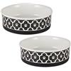 Bone Dry Lattice Collection Pet Bowl & Canister, set grande, 7,5 x 2,4, nero, 2 pezzi