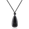 COAI Collana di Tormalina Nera da Uomo e da Donna, Collana Unisex con Ciondolo di Tormalina Nera Naturale e Cordino in Nylon Nero Regolabile