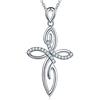 JO WISDOM Collana di Grande Croce Crocifisso Celtico Argento 925 Donna,Ciondolo con Catena Zirconia cubica AAA