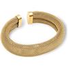 SINGULARU - Bracciale Malla. Acciaio con Finitura Placcata Oro 18Kt. Bracciale Rigido e Maxi con Apertura di 20 mm. Gioielli da Donna