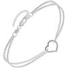 Amberta Cavigliera da Donna in Argento Sterling 925 | Gioielli Estivi da Donna | Cavigliera Perline Cuore a Strati Regolabile