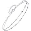 Amberta Cavigliera da Donna in Argento Sterling 925 | Gioielli Estivi da Donna | Cavigliera Perline Cuore a Strati Regolabile