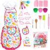 KAEGREEL Cucina Giocattolo per Bambini, 26Pz Set Utensili Cucina da Forno con Grembiule Dinosauro/Cappello Chef/Cucchiai/Frullino, Regali di Ruolo da Chef per Ragazzi Ragazze 3+ Anni (Rosa)
