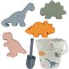 FENYW Set di Giochi per Sabbia da Spiaggia in Silicone 6 Pezzi Set di Giochi per Sabbiera per Bambini con Pala e 4 Stampi per Sabbia per Ragazzi e Ragazze (Dinosauro)