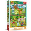 Trefl- Giurassic 2in1: Jurassic World, Piccoli Dinosauri-2 x 24 Pezzi, Coppia di Puzzle per Bambini dai 3 Anni, Multicolore, 48 pièces, 27.5 x 18 cm, 34437