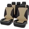 JNNJ Set di coprisedili per auto, set di coprisedili anteriori posteriori, in pelle, traspiranti, set completo di protezione, comodi coprisedili (beige nero)