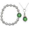 ThurColas Parure di gioielli con bracciale e collana in acciaio inossidabile, ematite e perle di vetro di Murano verde