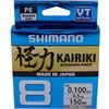 SHIMANO Kairiki 8, 150 Meter, Grigio Chiaro, 0.280 mm/29.3 kg, Linea di Pesca Intrecciata, 59Wpla58R18