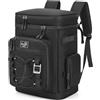 Youngoa Zaino Termico, Brosa de Frigo Termica Grande 30 Litri, Zaino da Picnic Impermeabile per Campeggio, Spiaggia, Barbecue, All'aperto, Nero