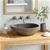 WIFESE Lavandino in Pietra di Fiume Ovale 37-46 cm Lavandino Bagno Lavabo Pietra Lavandino Da Appoggio Lavabo In Pietra Lavello Bagno Pietra Lavello Esterno Pietra Lavabo Da Appoggio Antracite