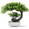 yoerm Piccole piante finte, bonsai artificiale in plastica, decorazione verde smeraldo, per casa, camera da letto, mensola da parete, scrivania, ufficio, casa colonica, decorazione per stanza, altezza