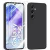 MIKULLE Cover in Silicone per Samsung Galaxy A55 5G con 2 Pellicola Vetro Temperato, Custodia Morbido Silicone Ultra Sottile Liquida TPU Antiurto AntiGraffio Case - Nero