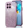 GOGME Glitter Cover per Huawei Honor X8C, Tlaio Elettrolitico Silicone TPU Antiurto Trasparente/Brillare Protective Custodia. Rosa
