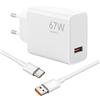 Caybats 67W Caricatore Rapido USB C Xiaomi con Cavo USB Tipo C 1,5M per Xiaomi 15/14/13T/13 Lite/12S Ultra, Redmi Note 13 Pro/12 Pro, Poco X6/X5 Pro, Carica Turbo Adattatore Alimentatore