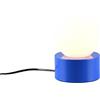 meineWunschleuchte Lampada da tavolo a sfera blu, funzione touch, paralume in vetro bianco, diametro 12 cm, altezza 17 cm