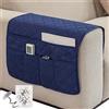 SHUOJIA Copribraccioli, copri braccioli con 6 tasche per braccioli e poltrona, per telecomando TV, reclinabile per animali domestici (plaid-blu scuro, 50 x 90 cm)