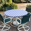 Highdi Tovaglia Rotonda con Bordo Elastico, PVC Copritavolo Rotondo con Antiscivolo Elastico Tovaglie Rotonde Antimacchia per Salotto caffè Pranzo Giardino (Plaid Blu,60in R(112-140cm))