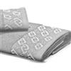 Russo Tessuti Set Bagno Asciugamani Telo Spugna Cotone Liu Jo LIUJO Home Logo LJ Chains Catene-Grigio-Viso+ospite