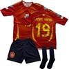 Gokaynex Yamal Nr.19 - Maglia per bambini 2024/2025 Spagna Home Fan Design - Set da calcio con pantaloncini e calzini - Vestito da ragazzo - Maglia per bambini - Taglie per ragazzi, Colore: rosso, 164