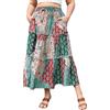 Moon Wood Gonna Lunga Pieghettata Donna Taglie Forti Gonna Estiva Svasata Vita Alta Elastica A-Linea con Tasche Bohemien Casual Elegante Floreale 04 4XL