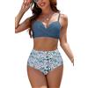 SHEKINI Costume da Bagno Donna 2 Pezzi Vita Alta Bikini Donna con Ferretto Push Up Bikini Set(XL, Nero)