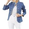 IQYU Giacca in jeans da donna blu, elasticizzata, morbida, corta, per le mezze stagioni, con colletto alto, elegante, blazer corto, oversize, Blu, XL