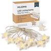 MIJOMA Catena luminosa a LED con stelle in legno, 10 LED bianco caldo, funzione timer, 120 cm, funzionamento a batteria, decorazione natalizia e illuminazione per la cameretta dei bambini, decorazione