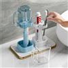 eyesfon Supporto per spazzolino da denti da bagno in materiale PP con supporto per dentifricio in materiale PS per risciacquo orale, organizer per accessori da bagno (blu)