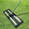 Nelyrho Rastrello livellatore per prato con rulli in alluminio, in acciaio inox, 102 x 25 cm, livellatore per prato resistente con manico esteso da 203 cm, rastrello per livellamento da giardino,