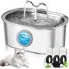 PQETBV Fontanella per Gatti in Acciaio Inox, 3.2L Silenziosa Fontanella per Cani, con Finestra del Livello Dell'acqua Distributore Acqua Gatti, Multipli con un set di filtro