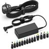 Hafiuege 65W Caricatore Alimentatore universale PC portatile, Caricabatterie per ASUS Vivobook, Lenovo Ideapad, Acer, Dell, HP Stream Chromebook, Samsung, Chuwi UBook, Sony, adattatore con 15 porte