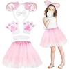 Bseical Costume Bambina Carnevale, Costume Gatto Bambino, Vestiti Carnevale Bambina, Costumi Animali da Maiale Orecchie, Gonna Tulle Bambina, Vestito da Elfo Rosa Pecora Bambini Accessori Gonna Festa Set (C)