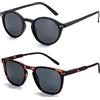 ZENOTTIC 2 Paia Occhiali da Sole Polarizzati per Uomo Donna Retro Vintage Rotondi Quadrati Protezione UV400 Unisex
