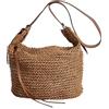 hongmo Borsa in Paglia Donna, Borsa Mare Paglia Tracolla Regolabile, Borsa Donna Tracolla Estiva Stile Bohémien, Borsa Paglia Borsa a Tracolla Intrecciata per Vacanze Incontri, Marrone