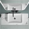 doporro Mensola Sospesa per Lavabo da Appoggio 50x120 cm in Legno Effetto Marmo Bianco, Consolle da Parete per Bagno con Staffe, Mobile da Bagno Design Industriale Platte05