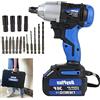 DayPlus Avvitatore a percussione a batteria da 1/2 pollici con batteria 18 V 6,0 Ah, coppia di 420 Nm, avvitatore a percussione a 2 marce per il cambio di pneumatici con bussole da 14/17/19/22 mm,